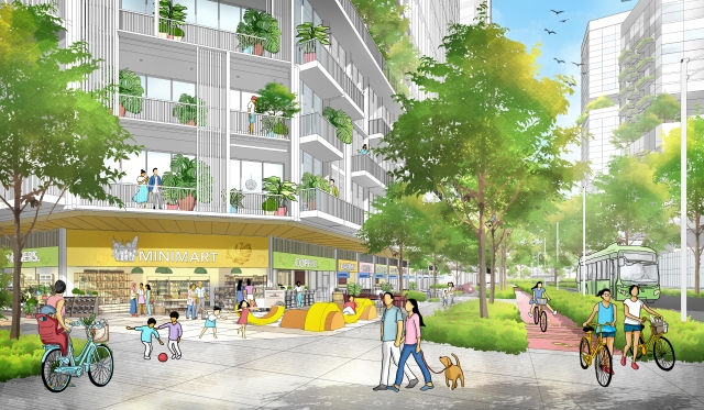 Artist's impression of new mixed-use residential neighbourhood at Marina South